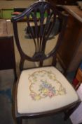 Shield back dining chair with tapestry seat