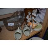 Mixed Lot: Kitchen utensil stand, a pair of Hickling Broad novelty fish, glass dish and others