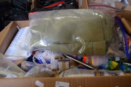 Box of assorted crafting textiles and accessories