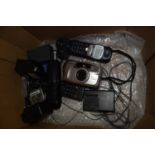 Pentax ESPIO 738S camera together with a Panasonic phone, charges etc