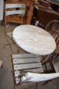 Iron and wood bistro table and two chairs