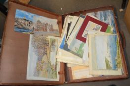 A folio of assorted unframed watercolours and sketches