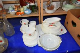 Quantity of mid 20th Century dinner wares decorated with roses