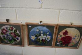 Three modern tapestry floral pictures