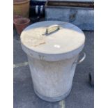 Galvanised dustbin with lid
