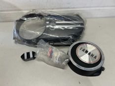 Yamaha engine casing, part no 278/15411/00, together with badge boxed, left hand side