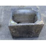 Small galvanised water tank, width 46cm x 38cm, height approx 36cm