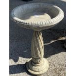 Decorative composite bird bath, height approx 62cm