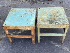 Pair of small metal workshop tables