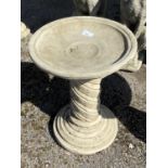 Small composite decorative bird bath, height approx 44cm