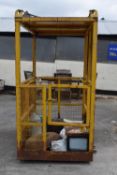 Contact 2 man safety cage with pallet and slinging brackets s/n 67469, 500 Kg. Model number FWPCSG.