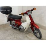 Honda C90 Cub E337 in red.Full MOT