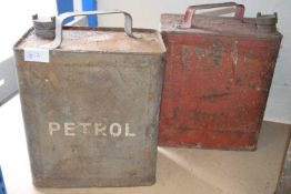 2 vintage oil cans with Brass tops