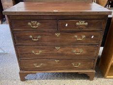 19th Century mahogany chest of two short over three long drawers raised on bracket feet, 96cm wide