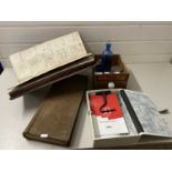 Vintage early 20th Century chemists ledger book together with assorted jars and bottles and other