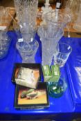 Mixed Lot: Various crystal glass vases, avocado servers and other items