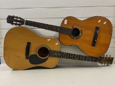 A Viva 3 acoustic guitar and a further Encore acoustic guitar - both requiring re-stringing