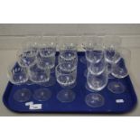 Tray of assorted drinking glasses