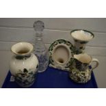 Mixed Lot: Masons vases, picture frame, decanter etc