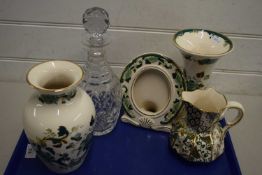 Mixed Lot: Masons vases, picture frame, decanter etc
