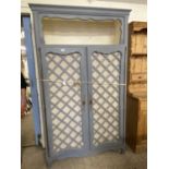 Contemporary painted side cabinet with meshed doors,114cm wide