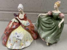 Two Royal Doulton figurines Whistful and Michelle (2)
