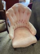 Small Victorian button upholstered armchair