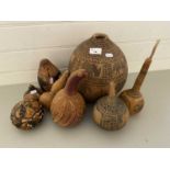 Collection of African Dry Gourd shakers and vases