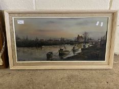 R J Scott, study of a riverside scene, framed and glazed