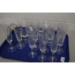 Tray of various assorted drinking glasses