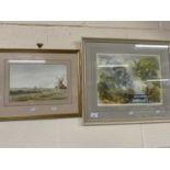 Richard Cox, study of Fairhaven Gardens and a further study of Cley Windmill, watercolours, framed
