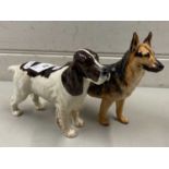 Royal Doulton model of a German Shepherd together with a Beswick model of a Spaniel (2)