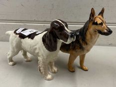 Royal Doulton model of a German Shepherd together with a Beswick model of a Spaniel (2)