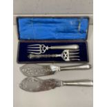 Two pairs of silver plated fish servers
