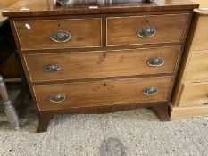 SMALL 19TH CENTURY MAHOGANY CHEST WITH TWO SHORT OVER TWO LONG DRAWERS, 92CM WIDE