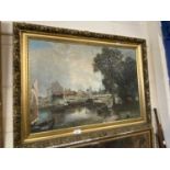 After John Constable, oleograph study gilt framed