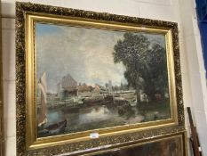 After John Constable, oleograph study gilt framed