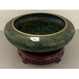 Large modern Chinese Cloisonne bowl and stand, 38cm diameter
