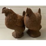 Pair of garden ornaments formed as hens