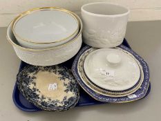 Mixed Lot: Various blue and white plates, kitchen storage jar, Franklin porcelain Royal Ballet bowls