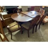 Mahogany twin pedestal dining table and six accompanying chairs (7)