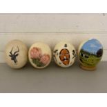 Four painted Ostrich eggs