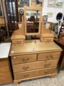 Modern pine mirror back six drawer dressing chest