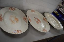 Three various assorted large meat plates