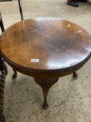 Walnut veneered circular coffee table, 59cm diameter