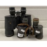 Pair of military binoculars marked CGB53GA8x30, very worn condition, together with a further pair of