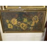 Study of sunflowers, oil on board, gilt framed