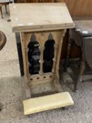 Antique light oak Church prayer kneeler with turned supports