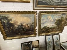 Two oleograph studies after John Constable, gilt framed (a/f)