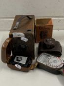 Mixed Lot: Rectliniar rapid model camera, a further VP Twin pocket camera and other related items